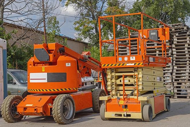 warehouse worker operating a forklift in a shipping yard in Bellbrook